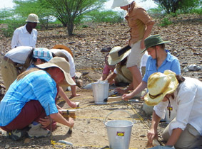 The group excavating 5 square meters at the oldowan site of Kokiselei 6.