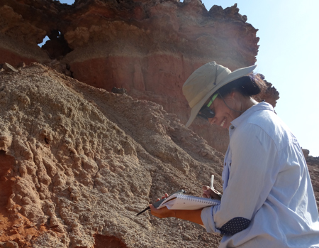 Lorraine sketches stratigraphy at Turkwel.