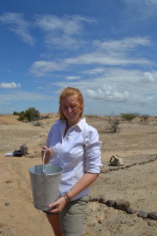 Katie has sieved through her first bucket of sediment and is ready to do it all again.