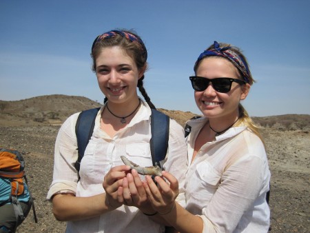 Larisa and Rachel pose with there horn core discovery