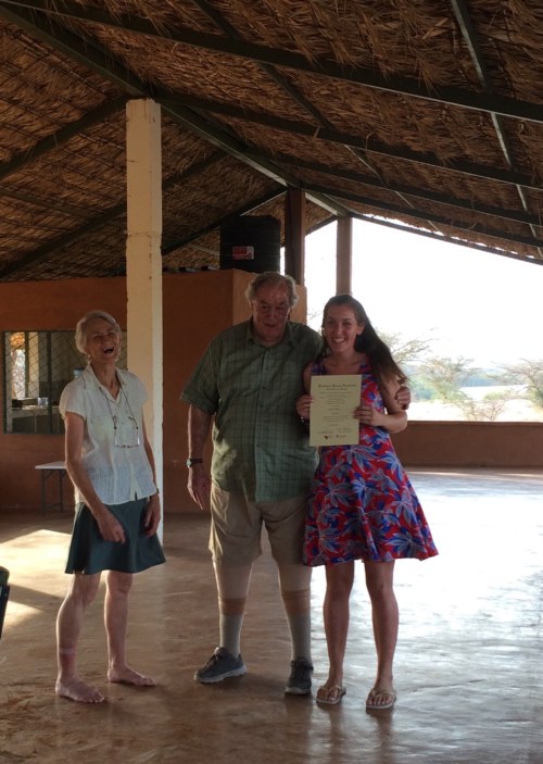 Millie with Drs Meave and Richard Leakey