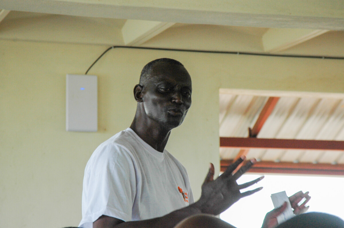 Mwalimu Koriye addressing the students at the meeting