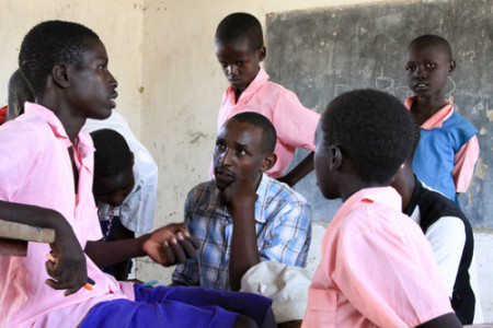 At the local school, Abdi asks the students about Doum palms.