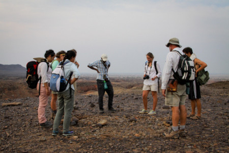 Dr. Feibel takes the students to the pillar site - an archaeological site around 4300 years old.