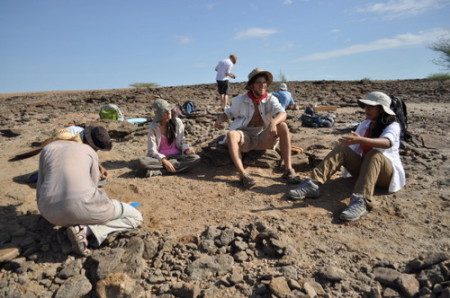 While Janina, Lauren, Rob and Carolina check the surface nearby for any fragments.
