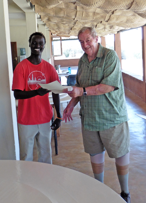 Peter being congratulated by Dr Leakey