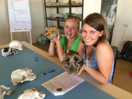 Page and Kate take time to pose with hominin casts