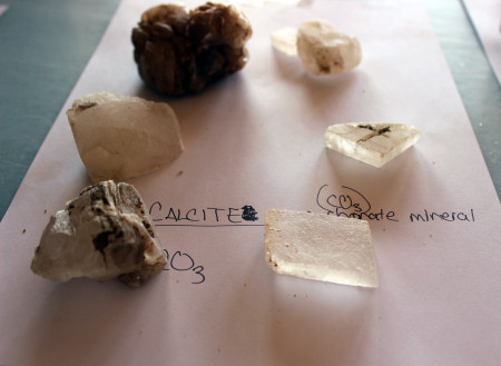 Samples of locally sourced calcite.
