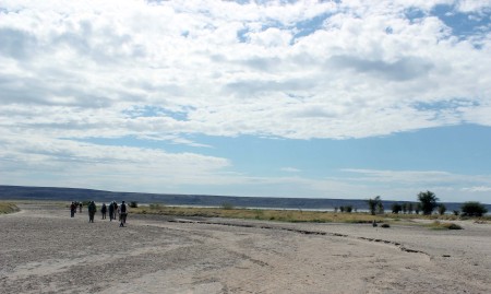 The Tulu Bor river dumps water and loads of sediment on the shoreline of the lake. As it approaches the lake, it spreads out wide.