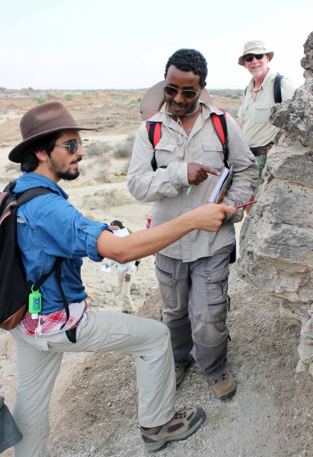 Tadele and Evan discuss the features that indicate this layer is made of volcanic ash.