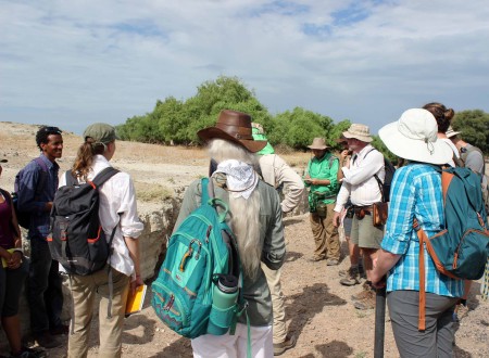 We looked at a section of Tulu Bor tuff deposits along the laga where water has cut through the ground, exposing the layers.