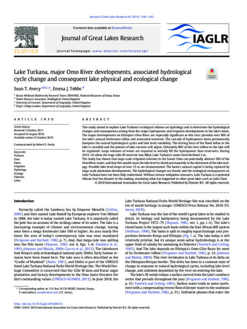 Journal of Great Lakes Research Lake Turkana Turkana Basin Institute