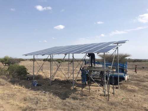 Solar panel installation at the TBI Ileret borehole