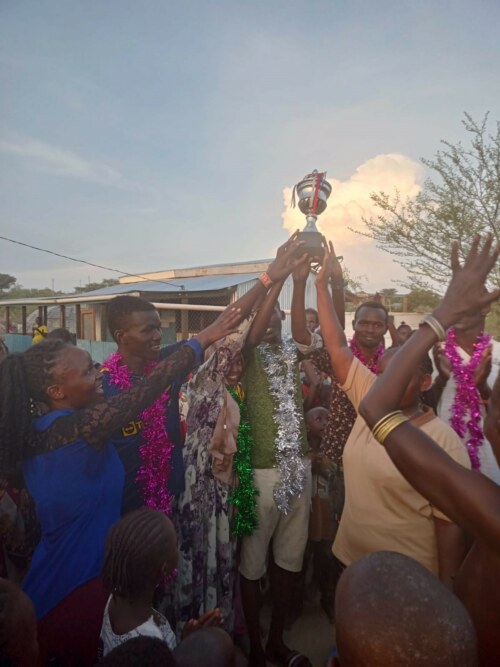 The students being feted during a celebration at Ileret town