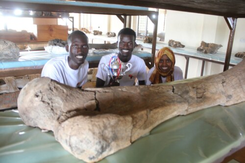 James, Joseph and Rahma hanging out at TBI Ileret labs adjacent to one of the famous elephant fossils
