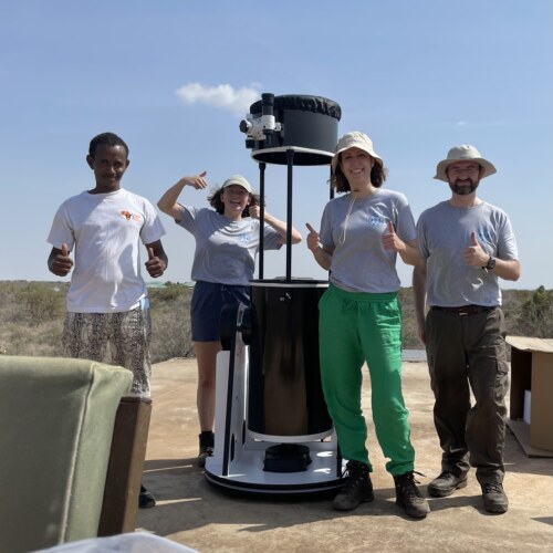 The first members of the DART Optic Team in Ileret. From left: Woto Huka, Meghan Leishman, Cyrielle Opitom and Colin Snodgrass.